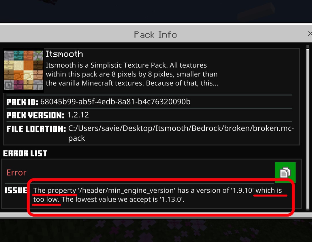 Diagnost what is causing the issue with your Minecraft Bedrock Edition resource pack