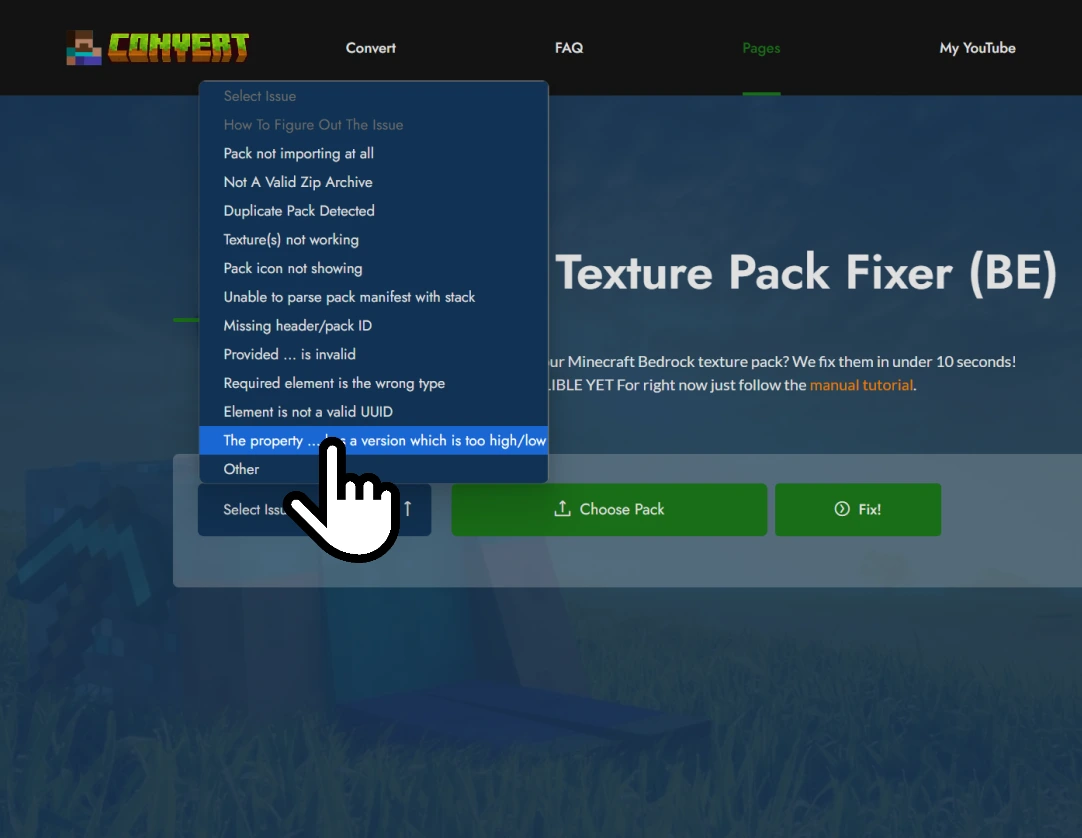 Diagnost what is causing the issue with your Minecraft Bedrock Edition texture pack